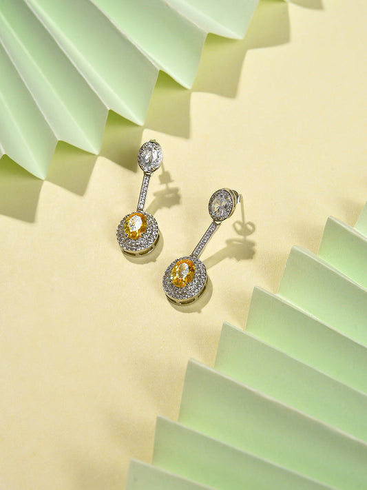 Silver Plated Designer Stone Drop Earring