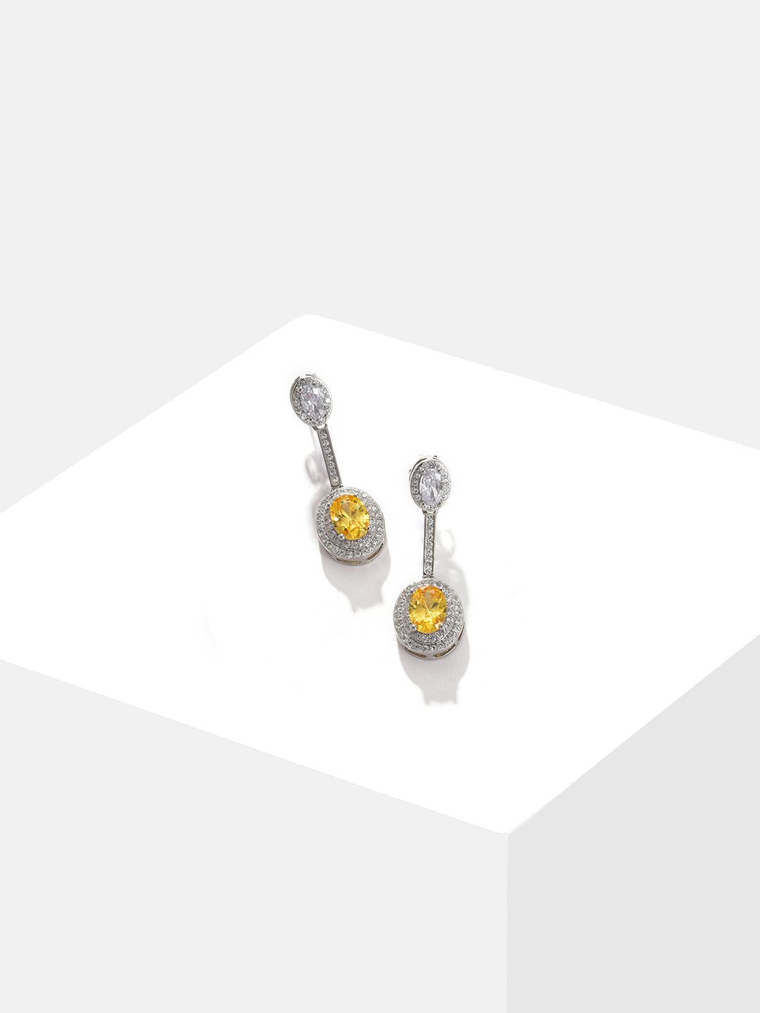 Silver Plated Designer Stone Drop Earring