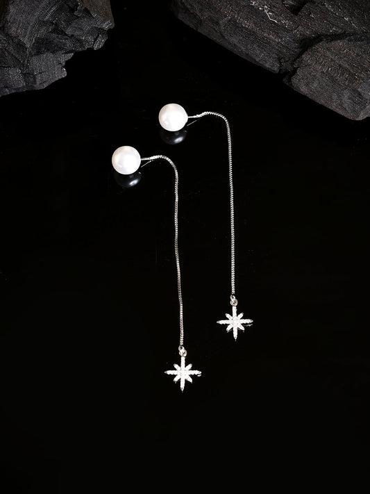 Silver Plated Pearls Drop Earring
