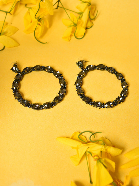 Trendy Designer Stone Hoop Earring