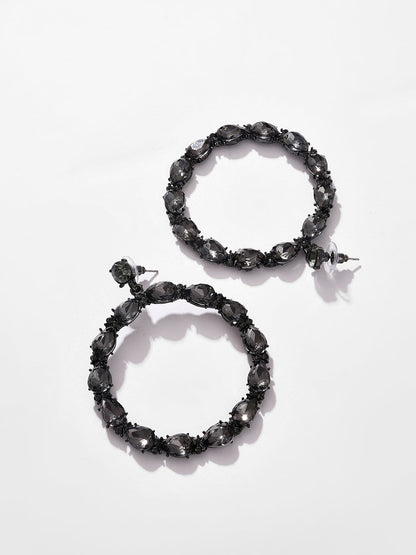 Trendy Designer Stone Hoop Earring