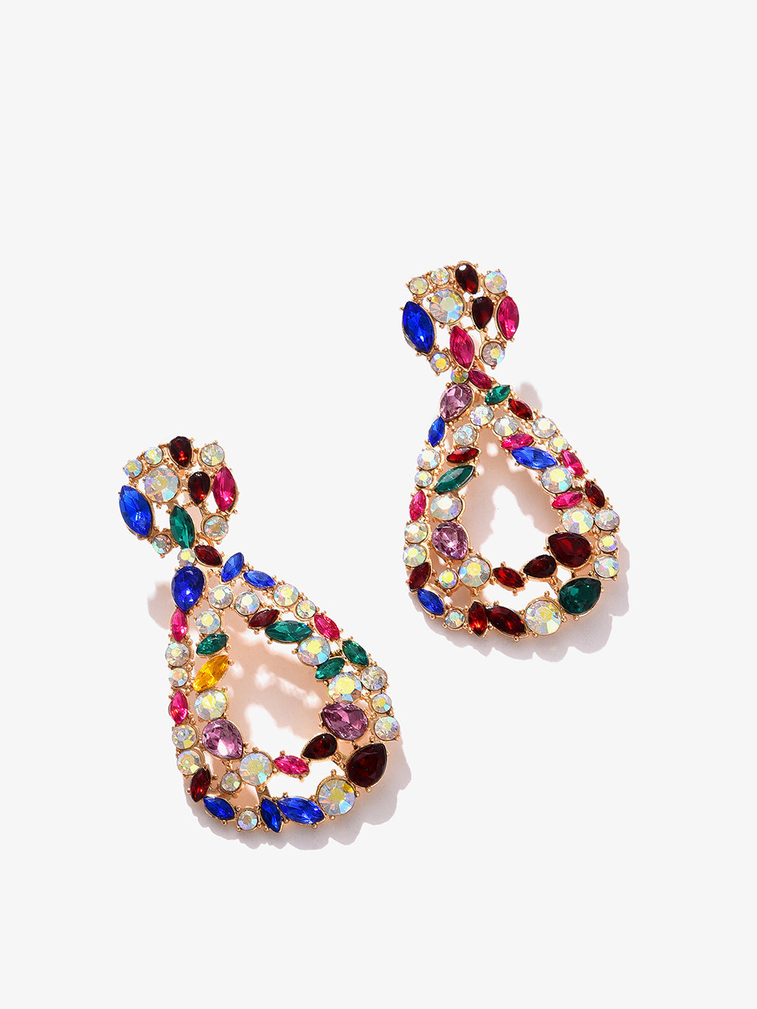 Gold Plated Designer Stone Drop Earring
