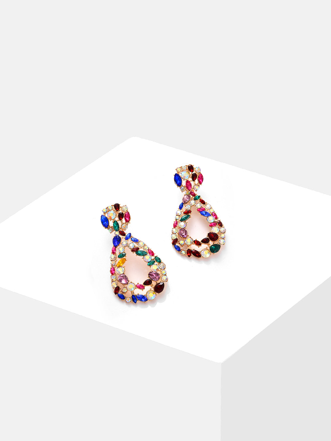 Gold Plated Designer Stone Drop Earring