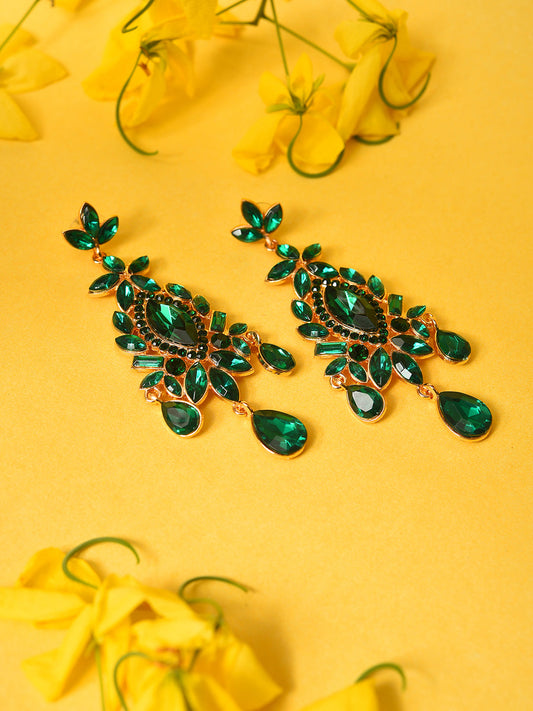 Gold Plated Designer Stone Drop Earring