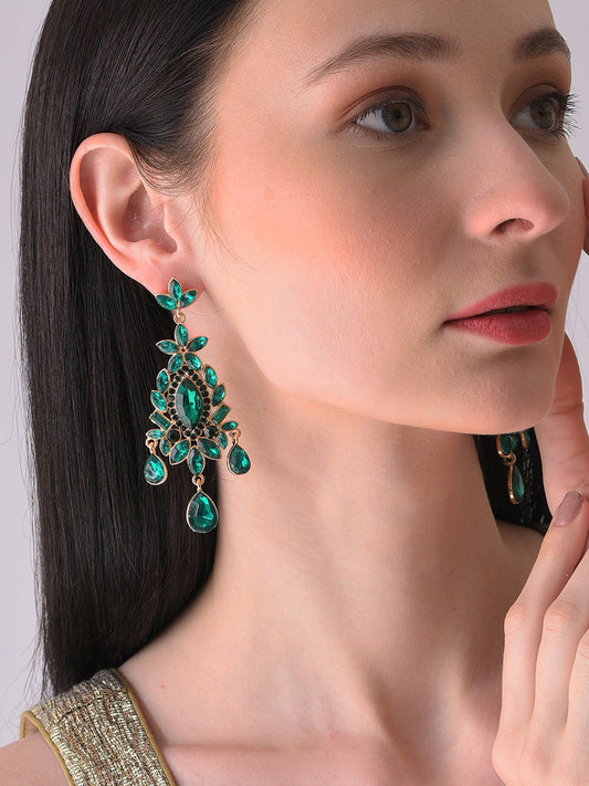 Gold Plated Designer Stone Drop Earring