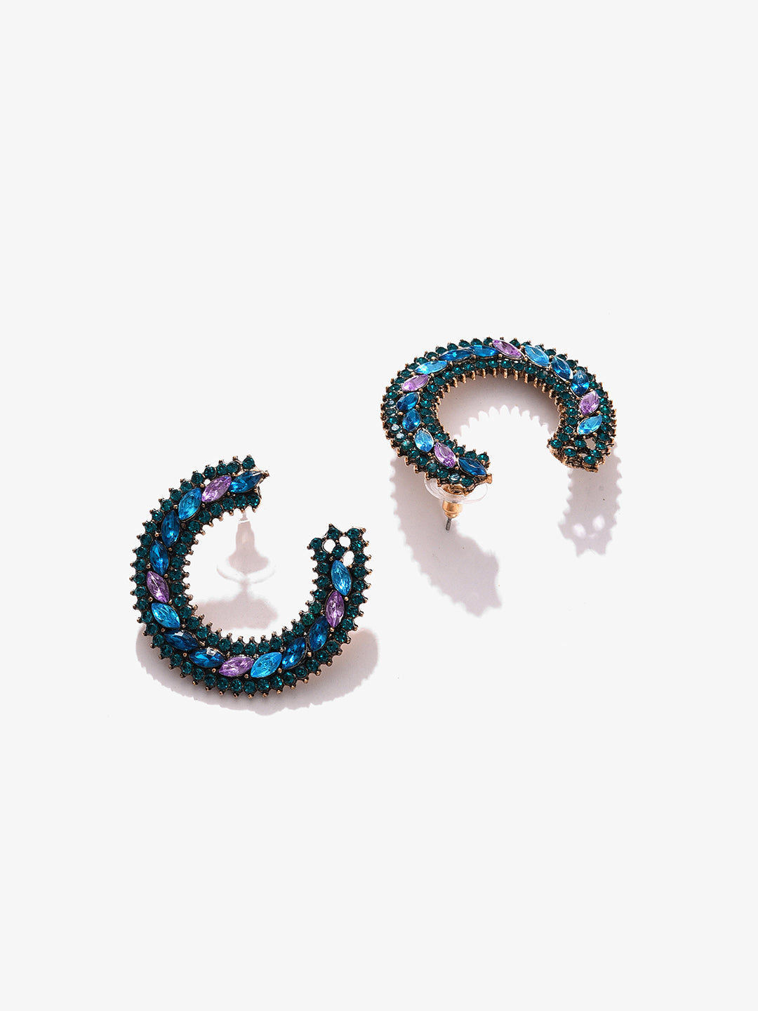 Trendy Designer Stone Hoop Earring