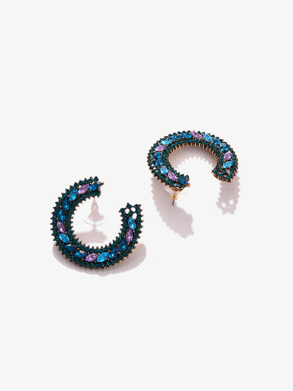 Trendy Designer Stone Hoop Earring