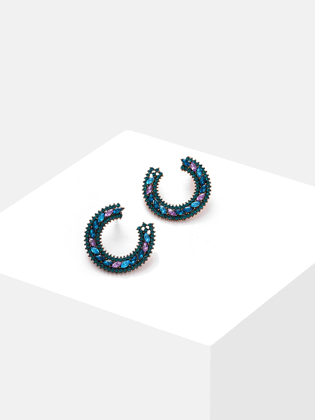Trendy Designer Stone Hoop Earring