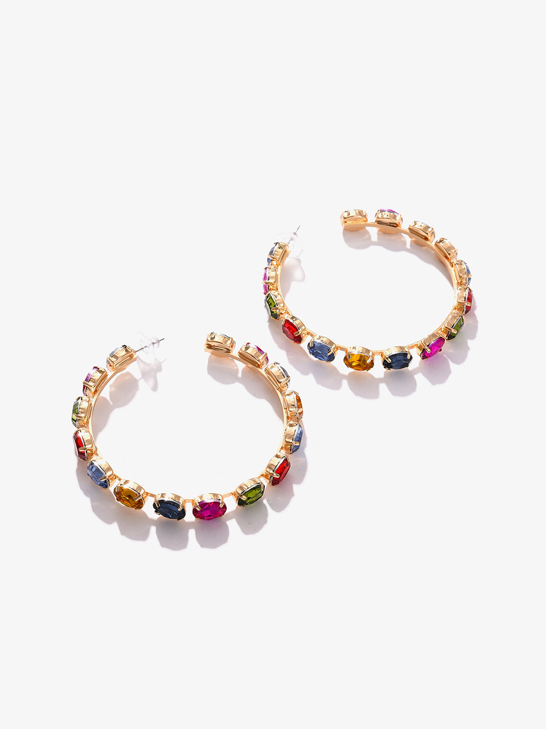 Gold Plated Designer Stone Hoop Earring