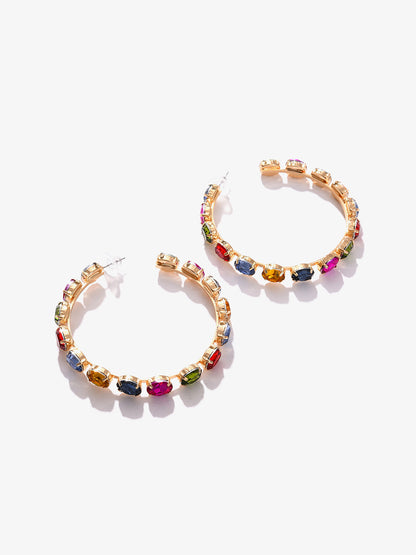 Gold Plated Designer Stone Hoop Earring