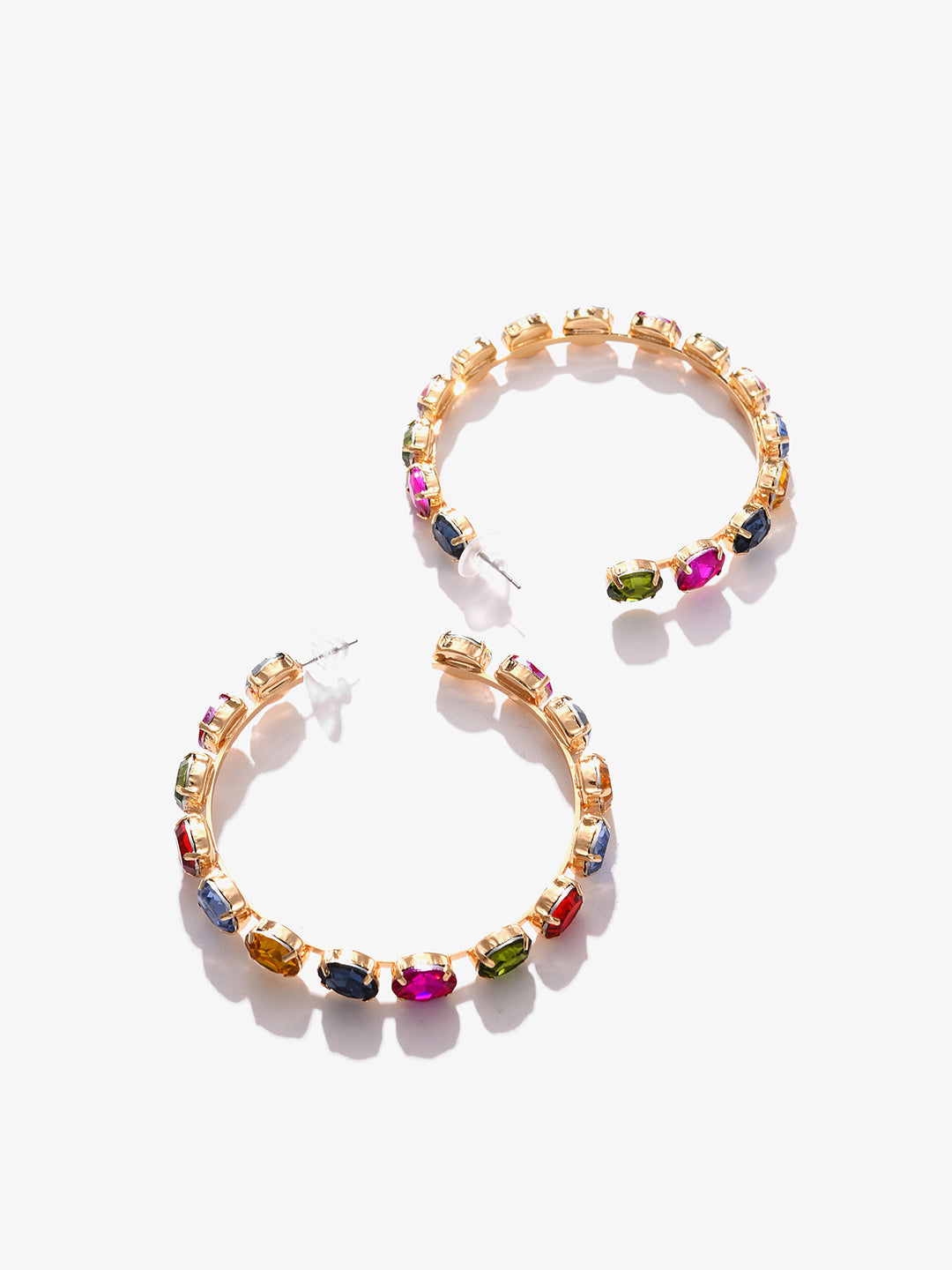 Gold Plated Designer Stone Hoop Earring