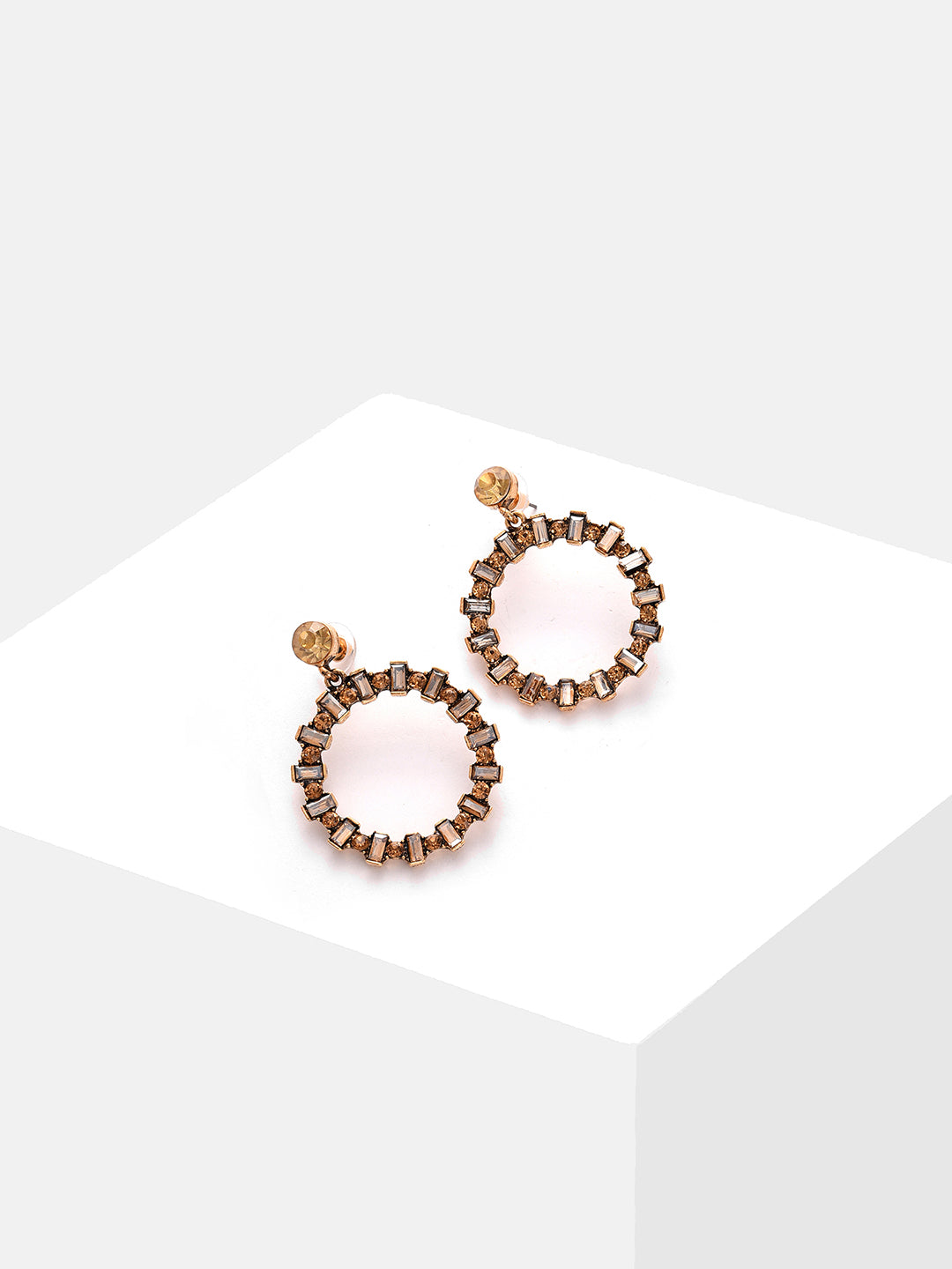 Gold Plated Designer Stone Drop Earring