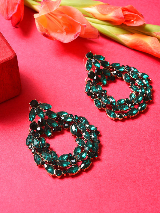Gold Plated Designer Stone Drop Earring