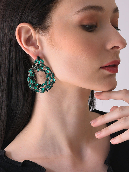 Gold Plated Designer Stone Drop Earring