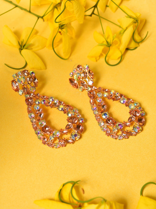 Gold Plated Designer Stone Drop Earring