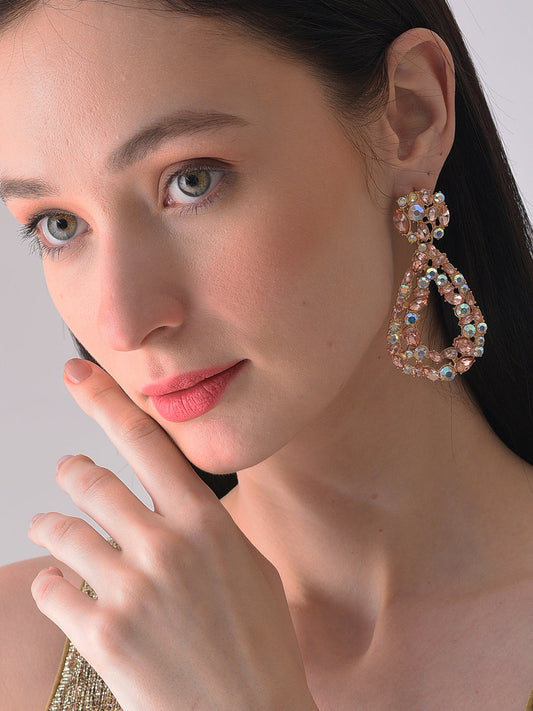 Gold Plated Designer Stone Drop Earring