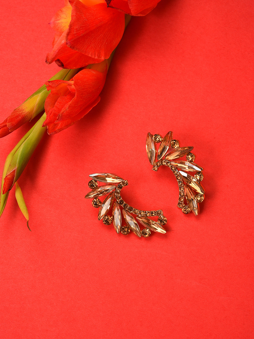 Gold Plated Designer Stone Stud