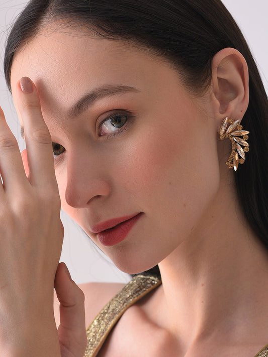 Gold Plated Designer Stone Stud
