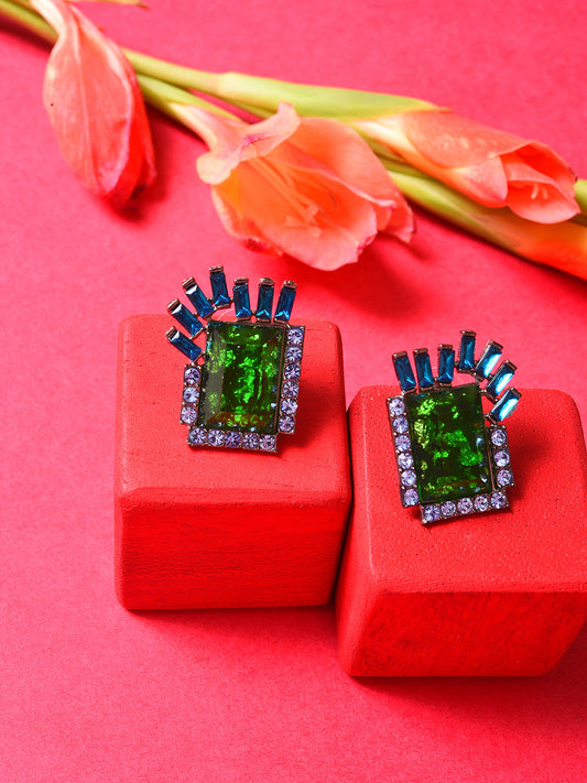 Silver Plated Designer Stone Stud