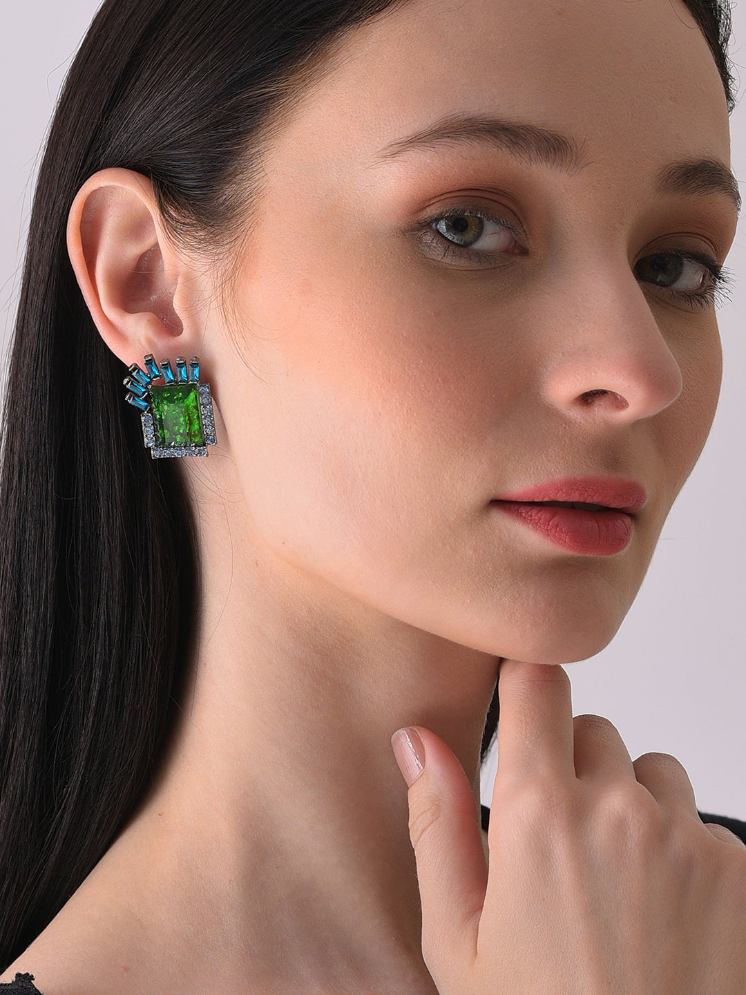 Silver Plated Designer Stone Stud