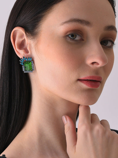 Silver Plated Designer Stone Stud