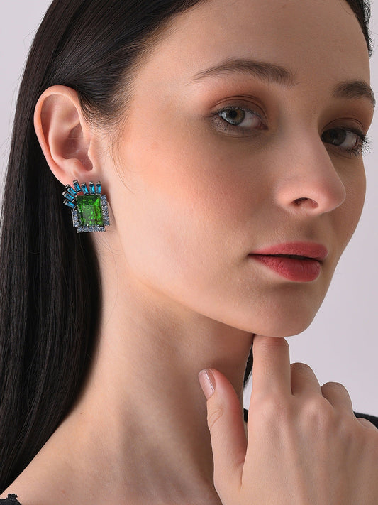 Silver Plated Designer Stone Stud