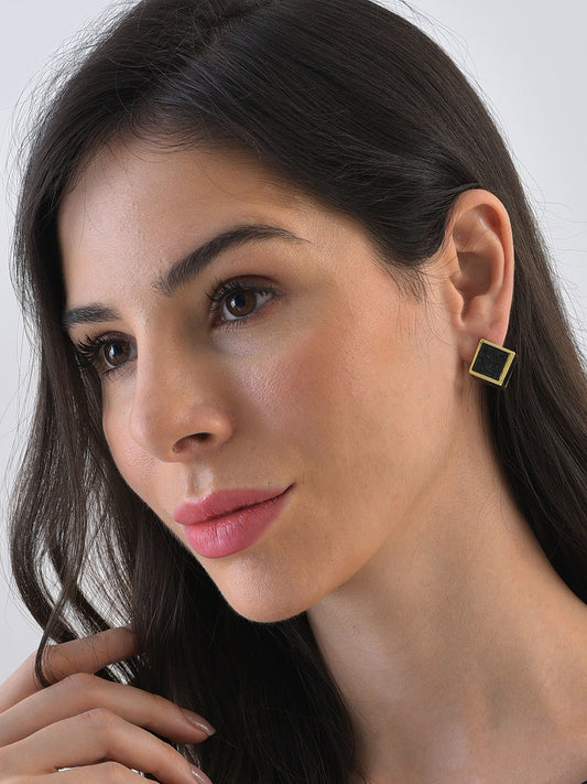 Gold Plated Designer Stone Stud Earrings
