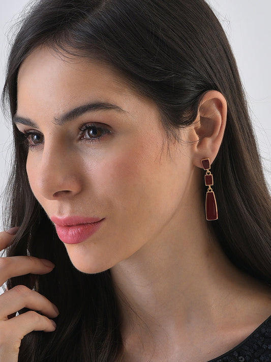 Gold Plated Designer Stone Drop Earrings
