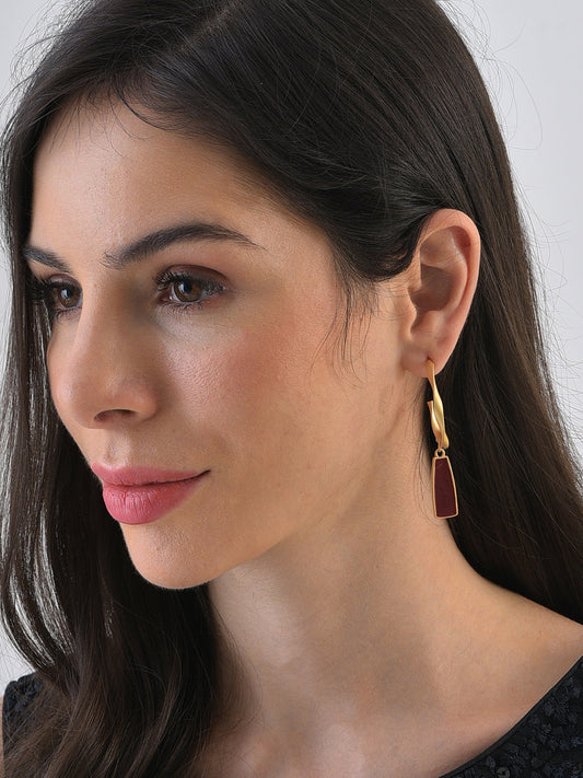 Gold Plated Designer Stone Drop Earrings