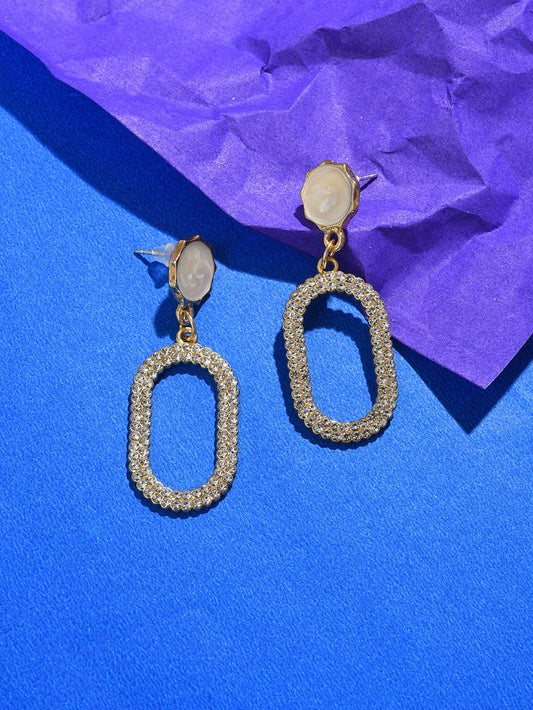Gold Plated Designer Stone Drop Earrings