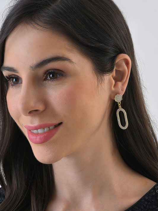Gold Plated Designer Stone Drop Earrings