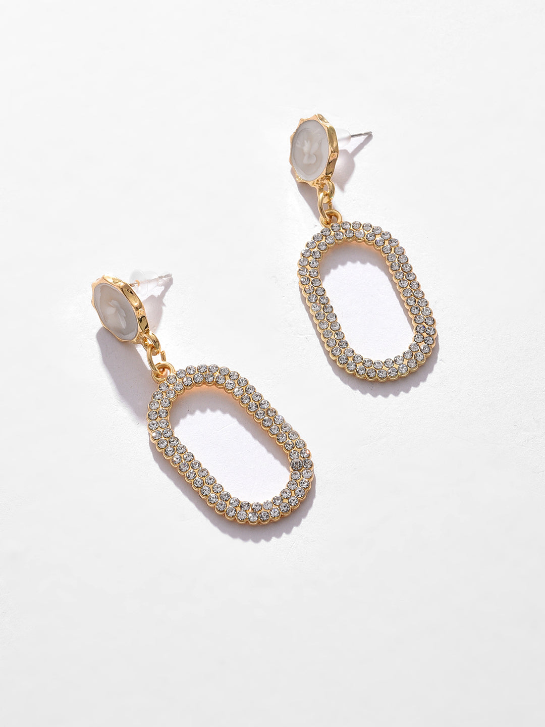 Gold Plated Designer Stone Drop Earrings