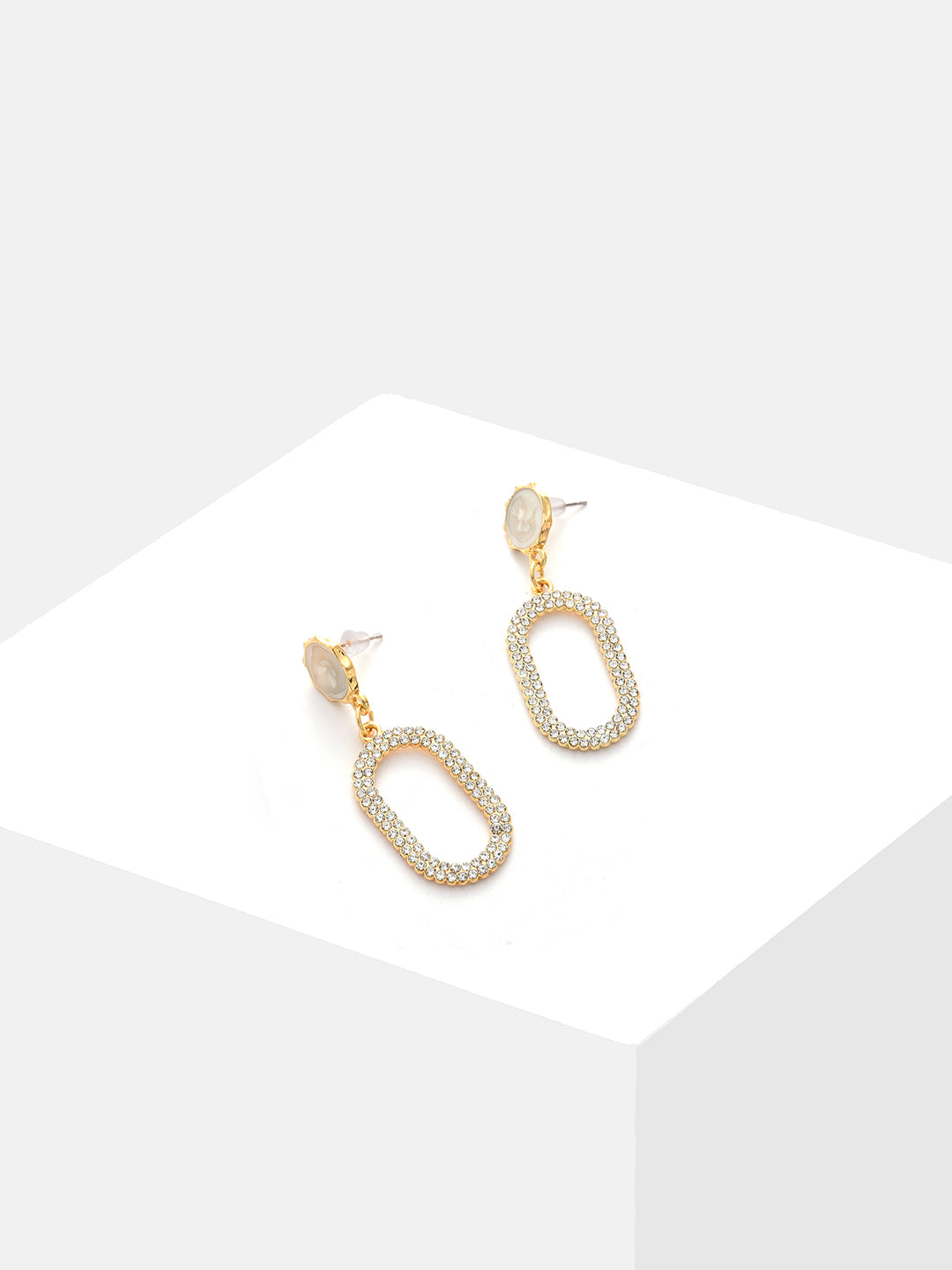 Gold Plated Designer Stone Drop Earrings