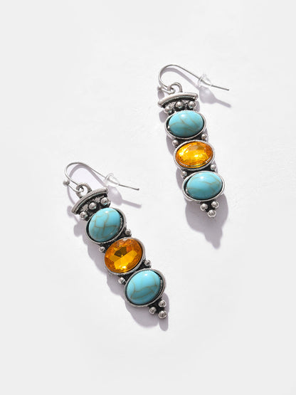 Silver Plated Designer Stone Drop Earrings