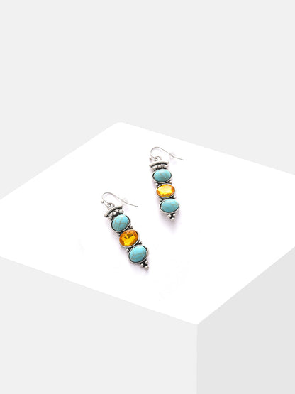 Silver Plated Designer Stone Drop Earrings