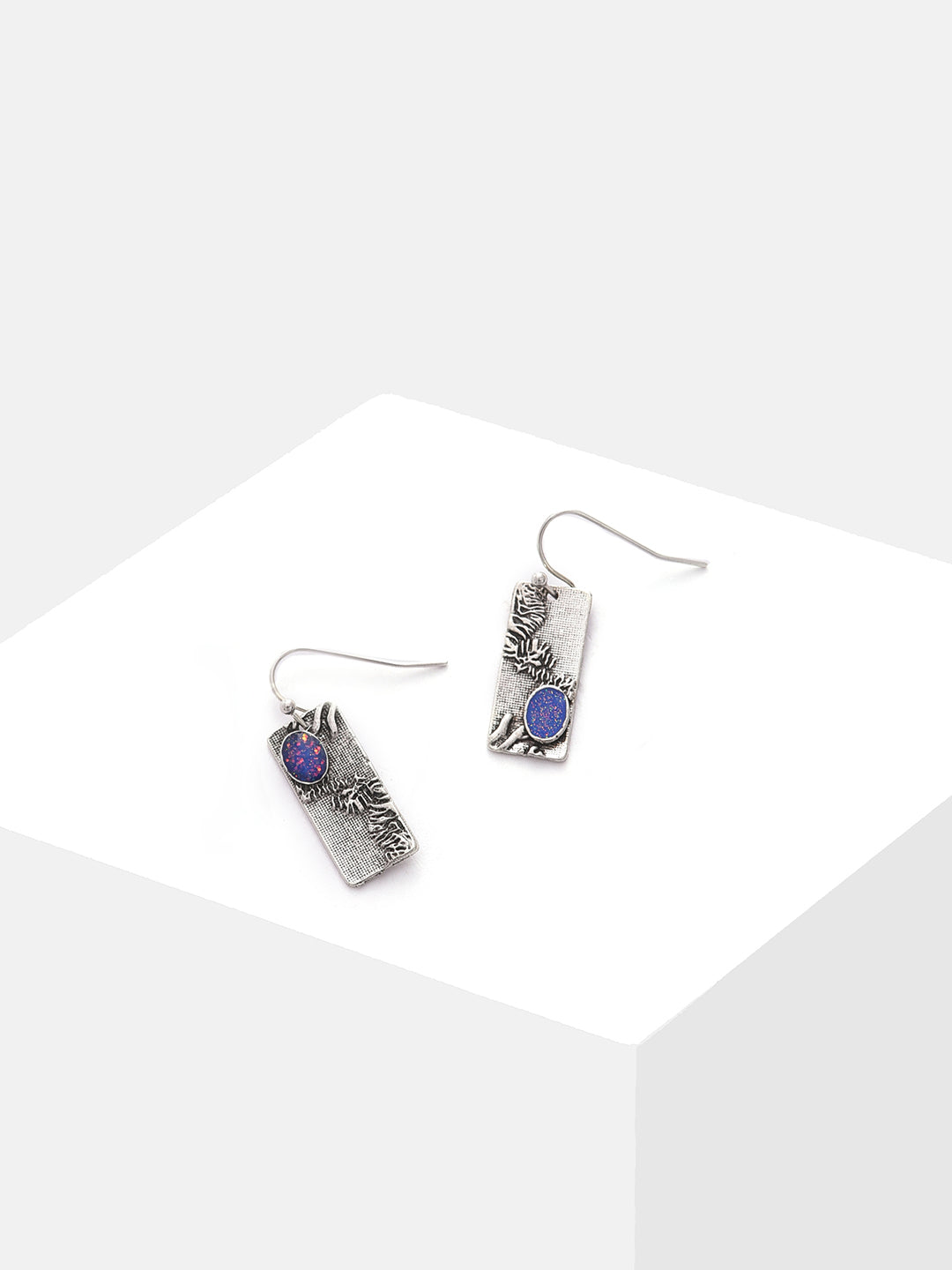 Silver Plated Designer Stone Drop Earrings