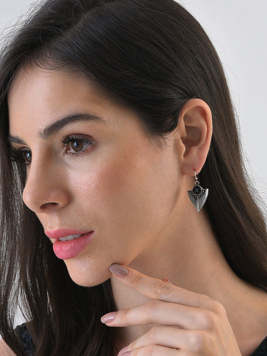 Silver Plated Designer Stone Drop Earrings