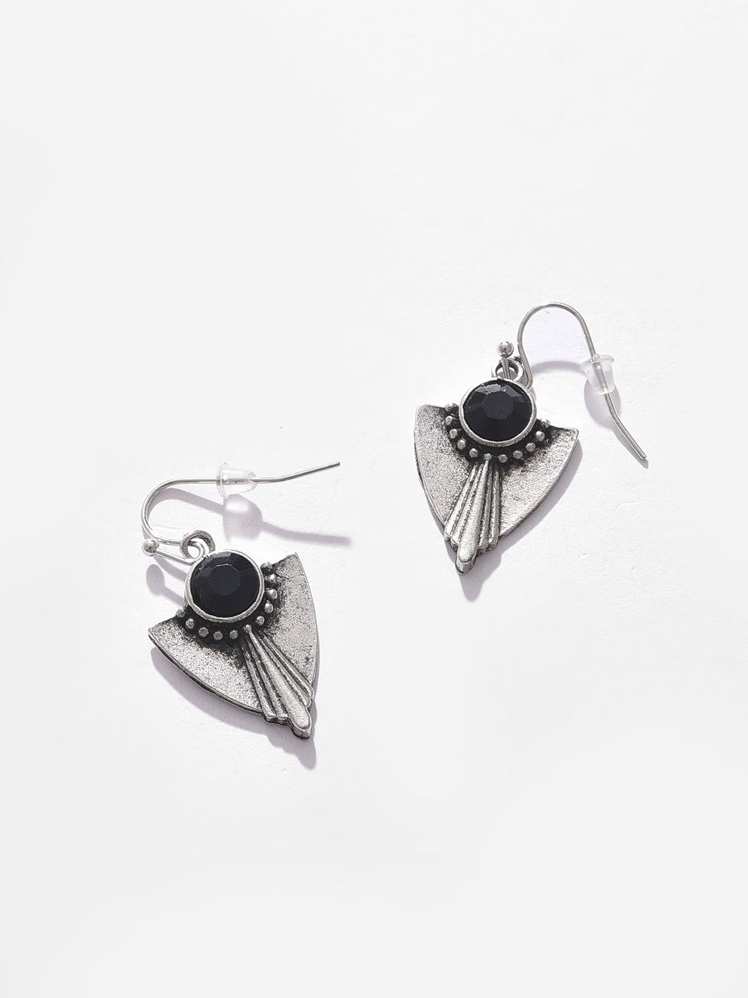 Silver Plated Designer Stone Drop Earrings