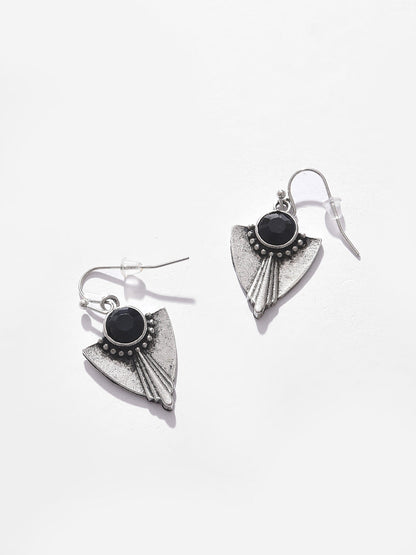 Silver Plated Designer Stone Drop Earrings