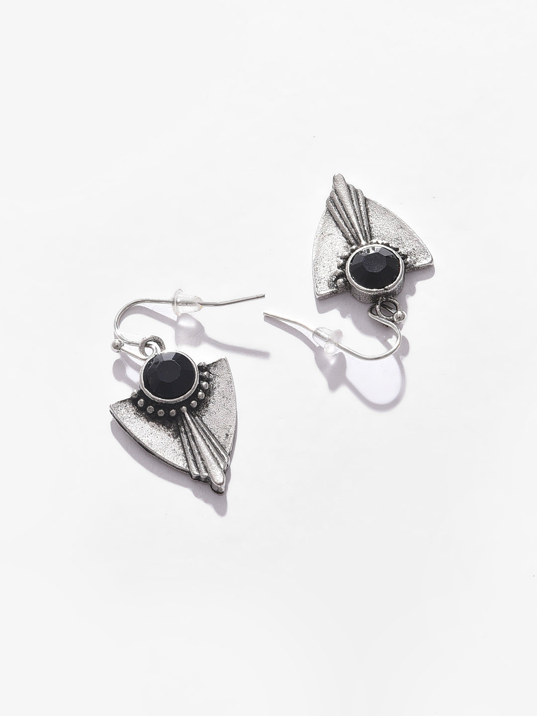 Silver Plated Designer Stone Drop Earrings