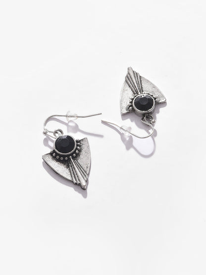 Silver Plated Designer Stone Drop Earrings