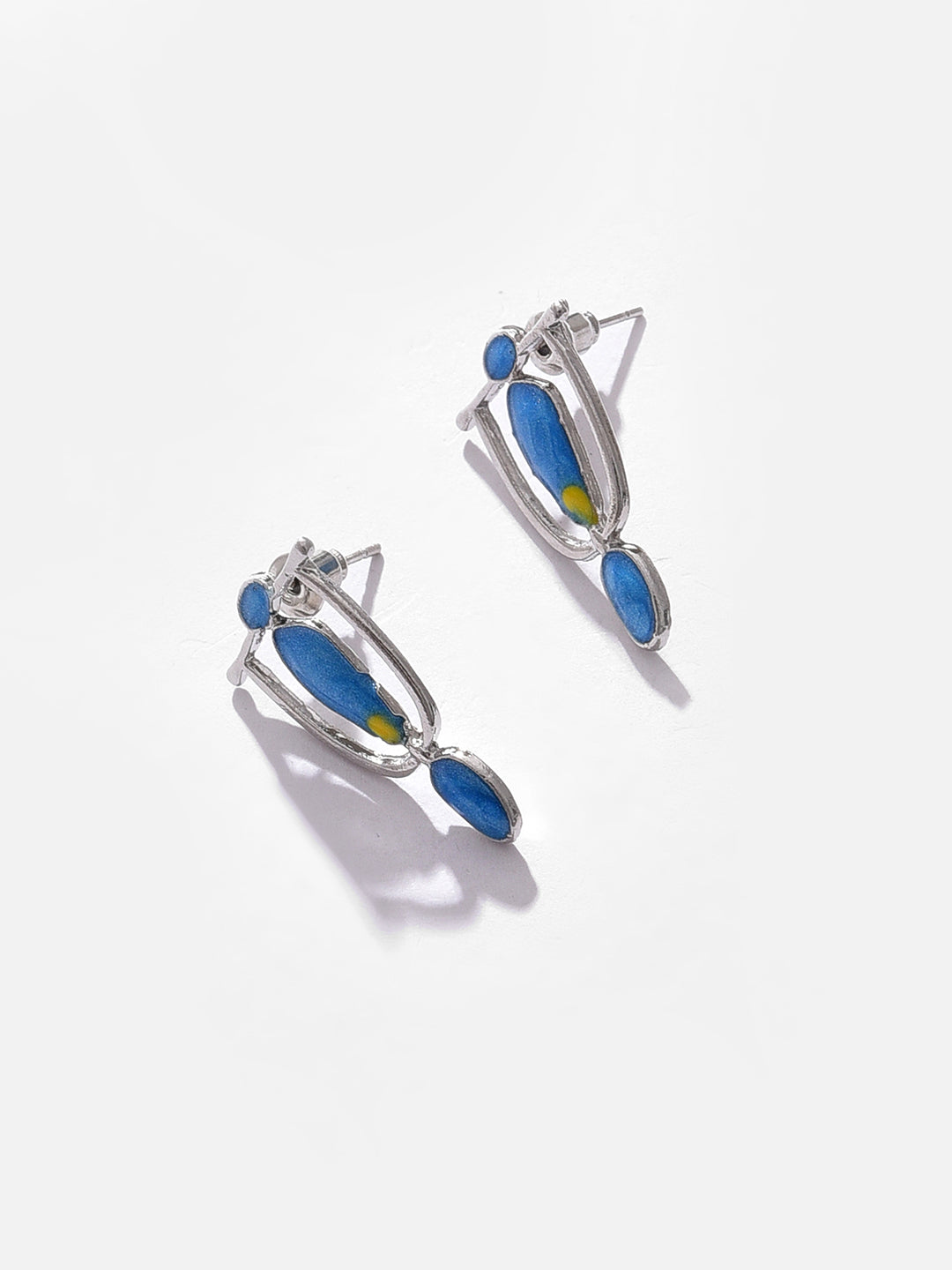 Silver Plated Designer Stone Stud Earrings