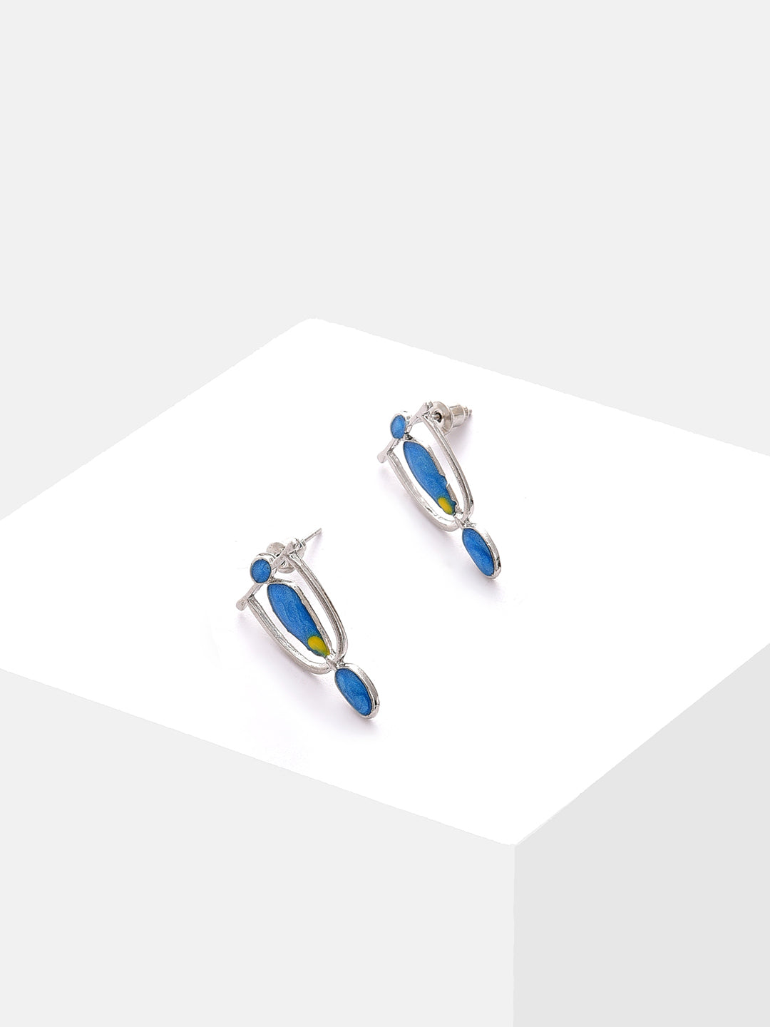 Silver Plated Designer Stone Stud Earrings