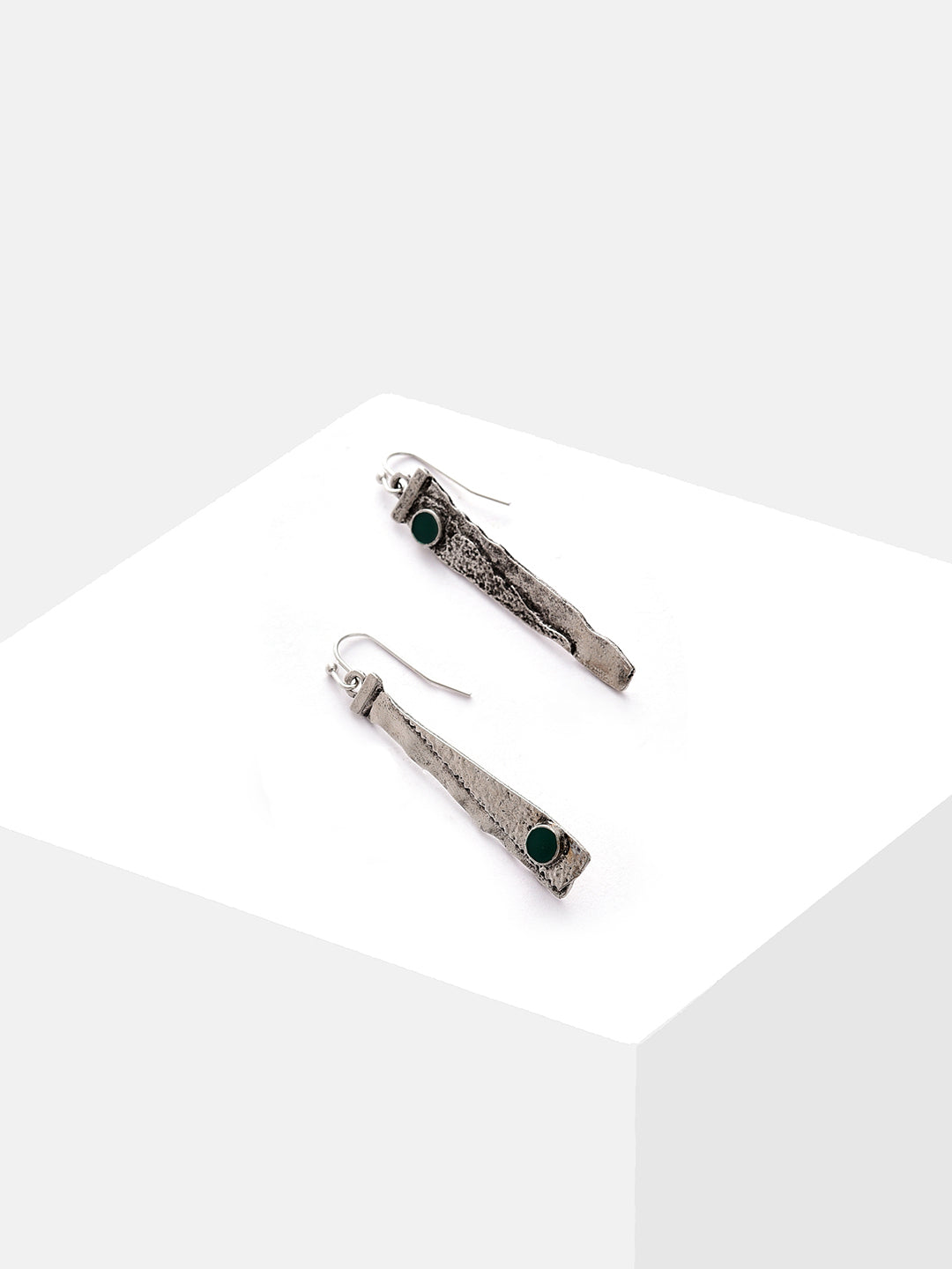 Silver Plated Designer Stone Drop Earrings