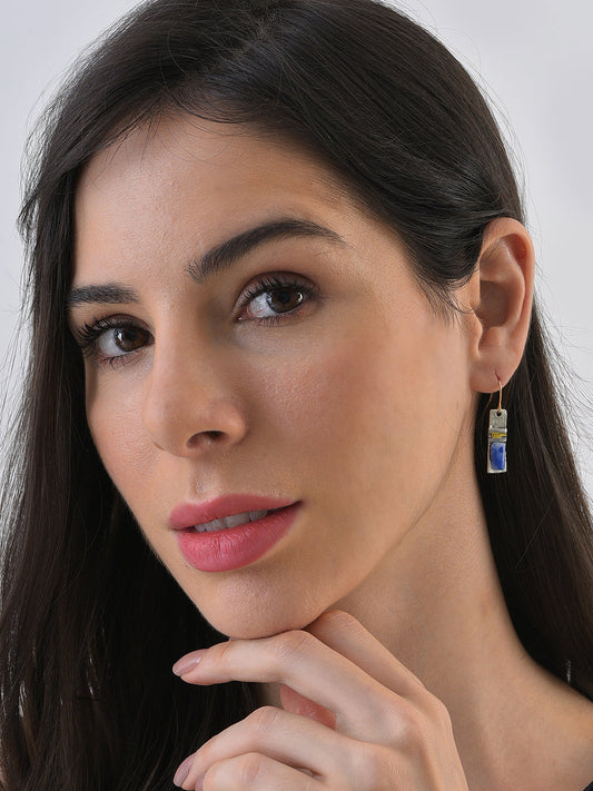 Silver Plated Designer Stone Drop Earrings