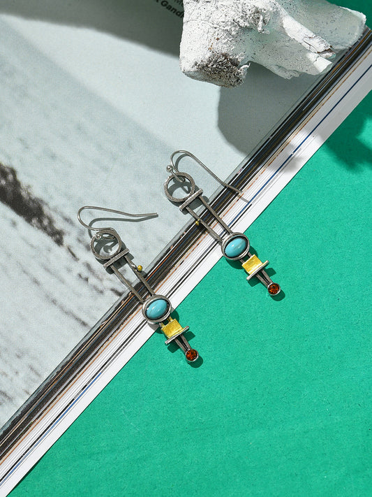 Silver Plated Designer Stone Drop Earrings