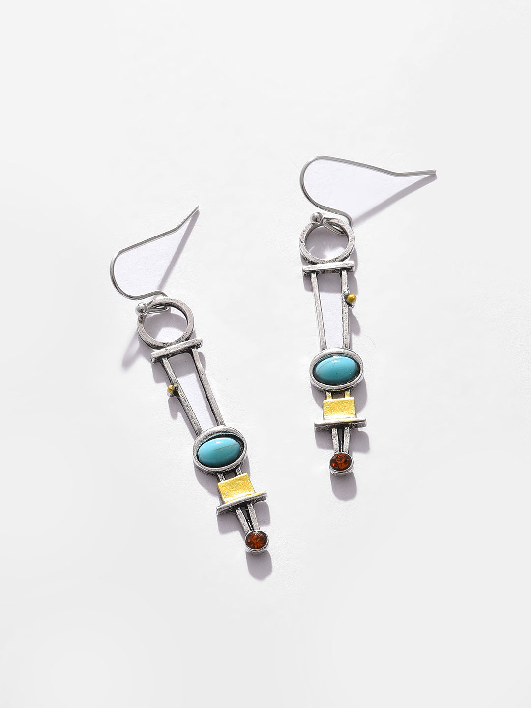 Silver Plated Designer Stone Drop Earrings