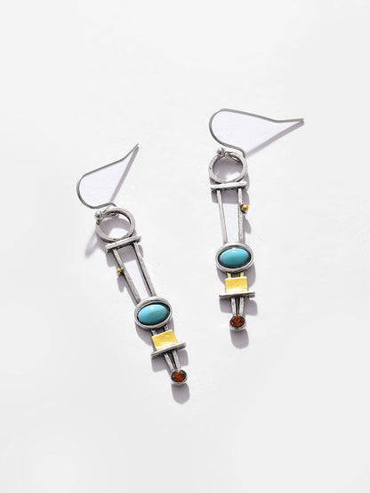 Silver Plated Designer Stone Drop Earrings