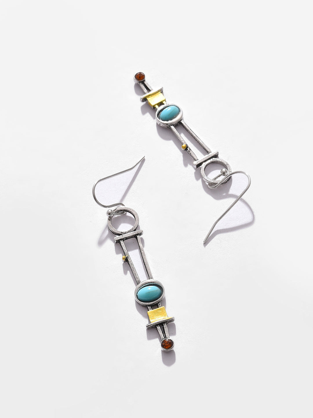 Silver Plated Designer Stone Drop Earrings