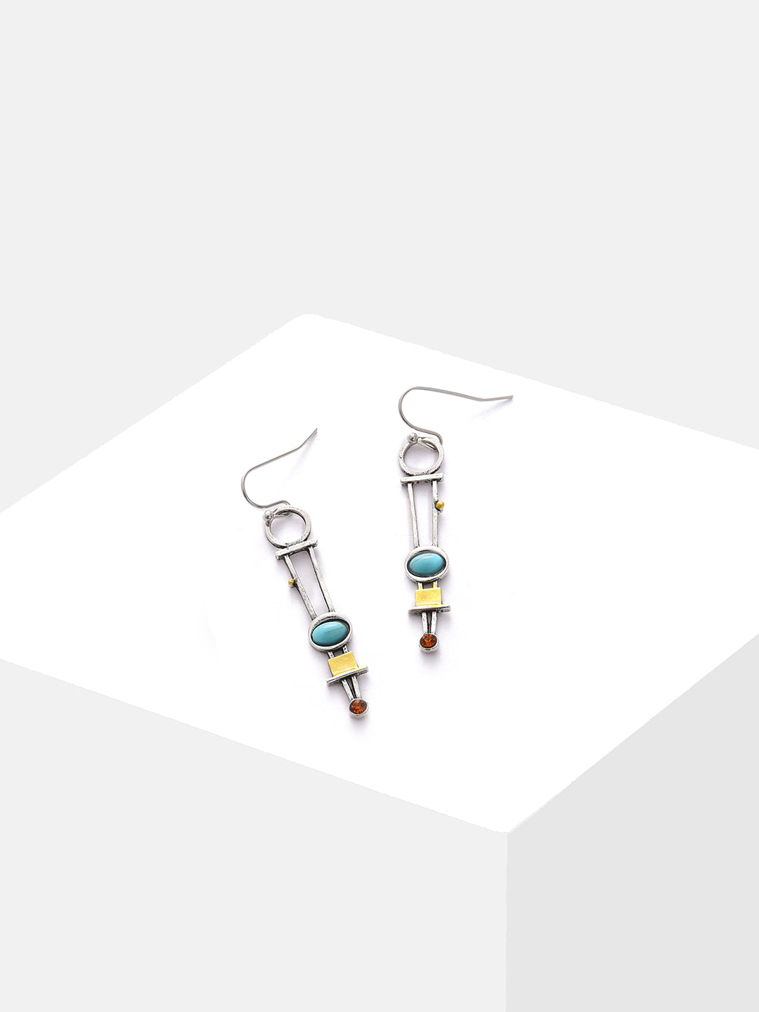 Silver Plated Designer Stone Drop Earrings